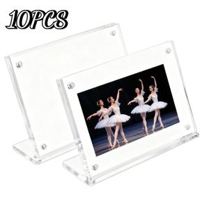 NIKIHONG 5pcs 9x6cm Acrylic Tabletop Magnetic Sign L-shaed Display Board, Suitable for Displaying Table Cards, Seat Displays, Price Lists and Double-sided Transparent Shelves