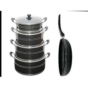 Quality 5 (Big sizes) set Non-Stick Cookware With Frying Pan- Brown