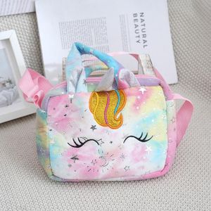 Plush Unicorn Crossbody Bag for Girls Kids Shoulder Purse Cute Student Gift Pencil Case Coin Wallet Travel Accessory
