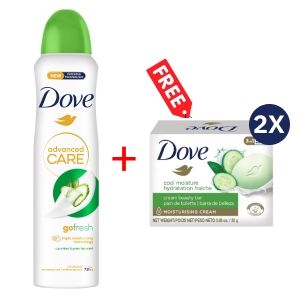 Dove SPRAY 250ML CUCUMBER AND GREEN TEA + Free Dove Bar Soap 25g