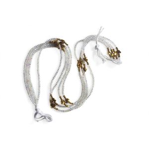 African Waist Beads - Clear Crystal with Gold Butterfly Charm - 4-in-1