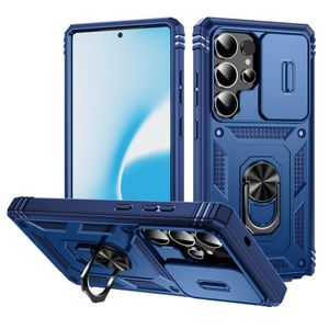 Baseus Shockproof Phone Case, Compatible With Galaxy S26 Ultra Phone, Slide Window Lens Protection with Magnetic Stand Ring (Type 2) - Blue 
