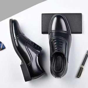 AIDAILU British Bright Leather Shoes For Men Formal Business Lace Up Shoe - Black - Black - EU 42