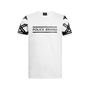 Police National Men's Graphic Crewneck T-Shirt – Short Sleeve  Cotton Casual Tee – White and Black