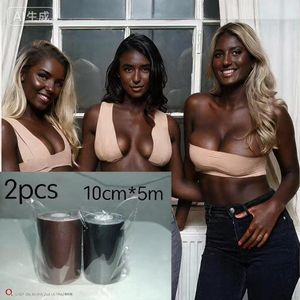 2PCS  Invisible breast enhancement, breast support tape, 10cm x 5m, black and brown, 