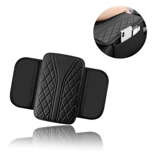 ShebSheb Car Armrest Cover, Leather Auto Center Console Protector with 2 Storage Bags, Universal Armrest Cushion for Sedan, SUV, Truck — Vehicle Interior Accessory
