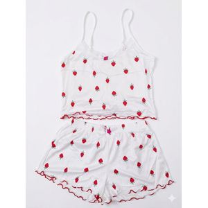 2piece Ladies Comfortable night wear- White and Red