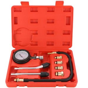 8 Piece Compression T ester Kit Petrol Gas Engine Cylinder Pressure G auge