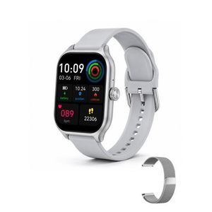 44mm Smart Watch - USB Charging Dock, Multi-Language Support, 160mAh Battery, Encoder Control, 1.8" Display Screen - Grey
