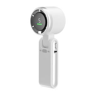 Music Pioneer Portable Handheld Turbo Fan - 5 Gear High Speed 1200mAh Rechargeable Mini Personal Hand Fan Blow Cold Air, Battery Operated Travel Essentials, Beach Vacation, Gifts for Women, Men (White)