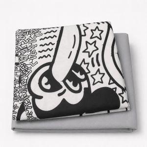 Material Queen Plain and pattern fabric 100% cotton black and white with ash color 