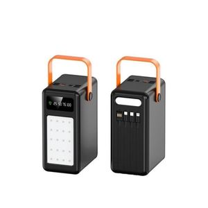Powerful 100000mAh 22.5W portable super Fast Charging Power Bank PD 22.5W With 4 USB,  Type- C ,  Micro,  Lighting Ports,  Digital Display & Camping Light 