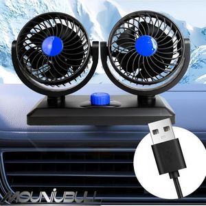 Mouniubull USB Car Cooling Fans for Backseat: Dual Head Car Fan for Kids 3 Speeds 360° Rotatable Vehicle Rear Headrest Fans 5V/2A Powerful Electric Air Circulation Fan for Sedan SUV RV Truck (USB Plug)