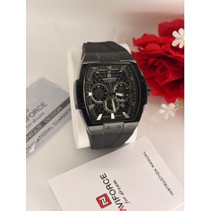 Naviforce Men's Tonneau Chronograph All-Black Sports Quartz Watch