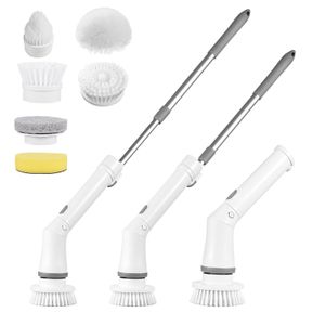 Multi-functional Rechargeable Power Scrubber, Cleaning Spin Brush with 8  Brush Heads and Adjustable Extension Handle