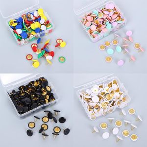 400Pcs Decorative Flat Push Pins, Metal Roundness Head Thumb Tack,Thumb Tacks for Photo Wall, Office, Map, Cork Board - Black(100) White(100) Macaron Color(100) Colorful(100)