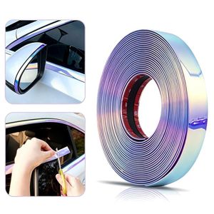 15mm x 13m Car Window Trim Strip, Chrome Rainbow Style Adhesive Molding, Universal Exterior Door & Window Decorative Sticker