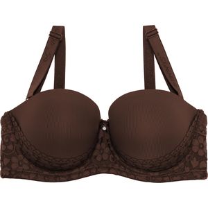 Binnys Astonishing Hot Chocolate Heart-shaped Lace Trim Strong Support Wire Bra for Daily Wear Soft Everyday Comfort Lightweight Non-Removable Pads Women's Push up Bra
