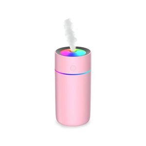 320ml USB Powered 2W Colorful Atmosphere Light Air Purification Car Multi-function Mini Humidifier (D6.8 x H14.3)cm / (D2.7 x H5.6)inch - Pink