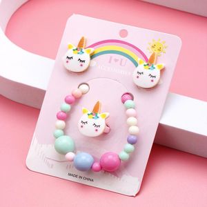 3-Piece Unicorn Kids Jewelry Set - Bracelet, ring, earrings