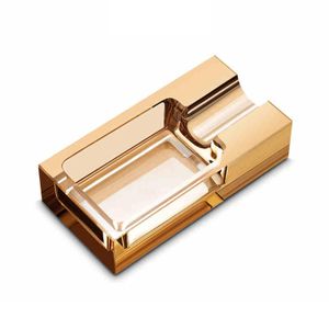 NIKIHONG Cigar Ashtray Crystal Large Single Slot Diameter, Luxury Design for Home & Office(Gold)