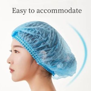 Miztabryn Disposable Multipurpose Elastic Hairnet Boufant Caps - Blue - 100pcs - 21 Inches