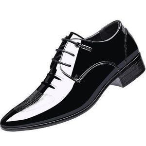 BLWOENS Men's Formal Shoes High Gloss Oxford Lace Up Casual Loafers Business Trendy Patent Leather Shoes large size-Black