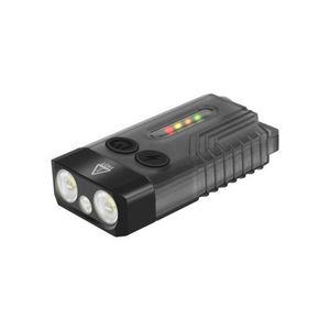 Mini EDC Flashlight Multifunction 365nm UV Identification Work Light with Warning Alarm V10 - Transparent Black