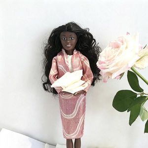 VOV 29.5cm Beautiful African Barbie-Style Doll – Trendy Outfits & Long Curly Hair Kids Gift-Rose Gold