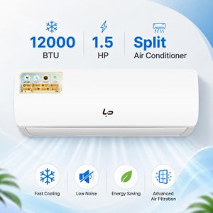 LP LP‑12K101 Split Air Conditioner, 1.5 HP, powerful dehumidifying and moisture-proof, high-efficiency cooling,R410A Gas,1 year warranty-White