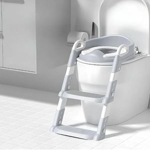 Kids Portable and Foldable  Anti-Slip Potty Chair /Training Seat with Ladder - Grey