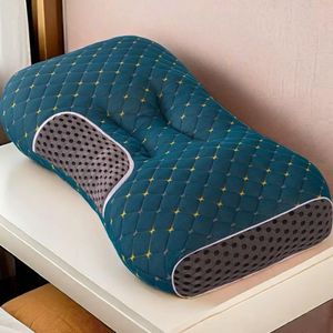 1 Pack Ergonomic Orthopedic Contour Pillow, Knitted Memory Foam Neck Support Pillow for Sleep-Green
