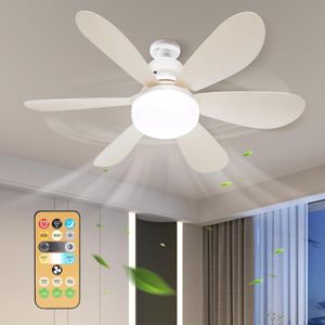 YUUIKLLE 52cm Smart Ceiling Fan with LED Light, Remote Control, 30W Color Changing, E27 Base, Quiet Motor for Home