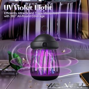 Mouniubull Mosquito Killer Home Kitchen Lamp Rechargeable Bug Zapper 3000V Electric Shock Insect Fly Trap with UV Light and Wall Hook for Bedroom Outdoor Camping Black
