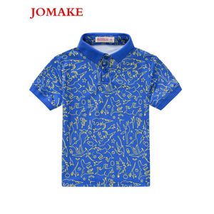 JOMAKE 1-9 years Boys' button-down polo shirt, dark blue with animal print