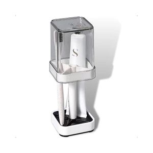 ShebSheb Toothbrush Holder with Cup/Cover Contains 3 Slots, Compatible with Conventional Toothbrushes, Can Store Toothpaste (Rectangle)