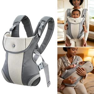 Breathable Baby Carrier with Foldable Head Support, Ergonomic M-Shape Infant Carrier Adjustable Padded Straps, Front & Back Carry Foldable Baby Sling for Newborn Toddler Outdoor Travel