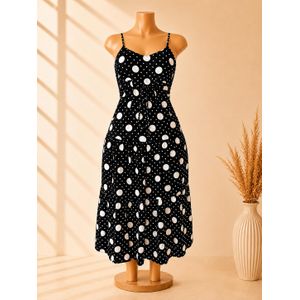 The Unbranded Brand Black & White Mixed Polka Dot Spaghetti Strap Midi Dress