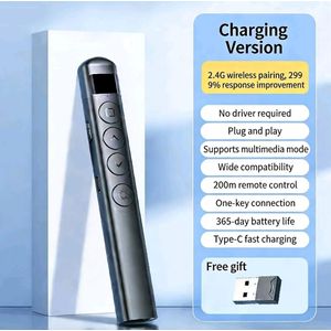Multimedia Flip Pen PPT Remote,180 Day Battery, Plug & Play, Hyperlink Support