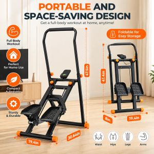Vertical Climber Stair Stepper Exercise Machine – Full Body Cardio Workout, Adjustable Height, Home Fitness Equipment – Black
