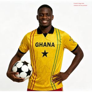 Ghana Black Stars World Cup Fans Football Unisex Jerseys, Retro-Inspired Yellow Home Style with Black Star, Red & Green Stripes, Breathable Quick-Dry Sports Shirt for Men & Women, Ideal for Match Days, Watch Parties & Casual Wear