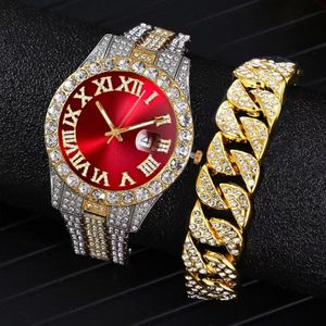 Men's Hip Hop Watch Bracelet -Gold