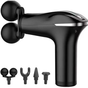 3D Roller Massager Two-Head Portable & Lightweight U-Shaped Electric Back Massager With 4 Massage Heads – Short Handle Deep Tissue Massage Gun 12 Intensity Levels & 3 Massage Modes For Back Waist Legs Home Office & Gym Use Full Body Massaging Gun- Black/Grey 