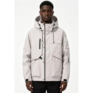 VEOUNDK Men's Waterproof Hooded Outdoor Windbreaker Jacket Casual Multi-Pocket Utility Coat