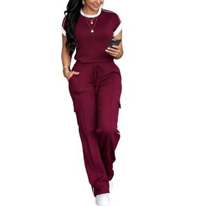 2 Piece Women's Casual Top And Down Dress Set - Wine