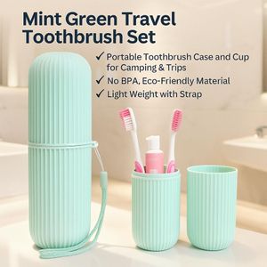 addigoes Toothbrush Travel Case, Multifunction, 8.2 Inch Longer Holder, Portable for Traveling Camping Business Trip School Bathroom, Green