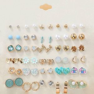30 Pairs Of Steel Stud Earrings Set Simple Small Cute Earrings