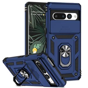 Google Pixel 7 Pro Case Slide Window Lens Protection with Magnetic Stand Ring - Blue