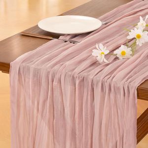 Cheesecloth Table Runner 35x118 inch Boho Gauze Table Runner