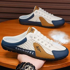 Men Casual Half Loafers & Slip-ons Palm Slippers Sandals Open Shoes Brown